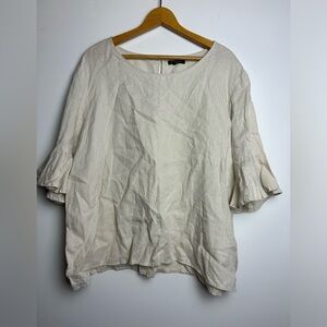 For Cynthia 100% Linen Bell 3/4 Sleeve Tunic Top Minimalist Classic Old money 1X